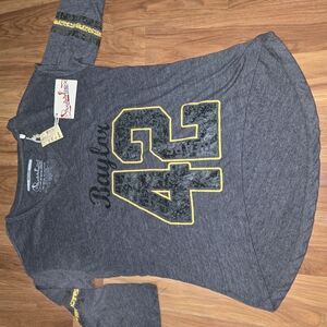 Pressbox Gray 3/4 Sleeve Tee with Black and Yellow Accents